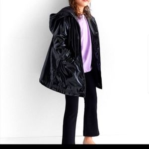 Zara girls black rubberized padded jacket 10